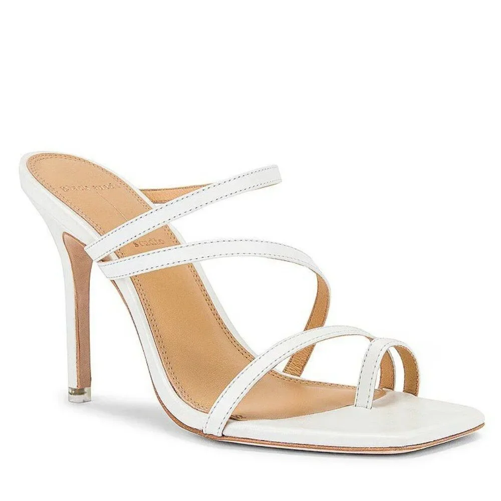 BLACK SUEDE STUDIO Cindy Sandals in White Leather 38 Womens High Heels